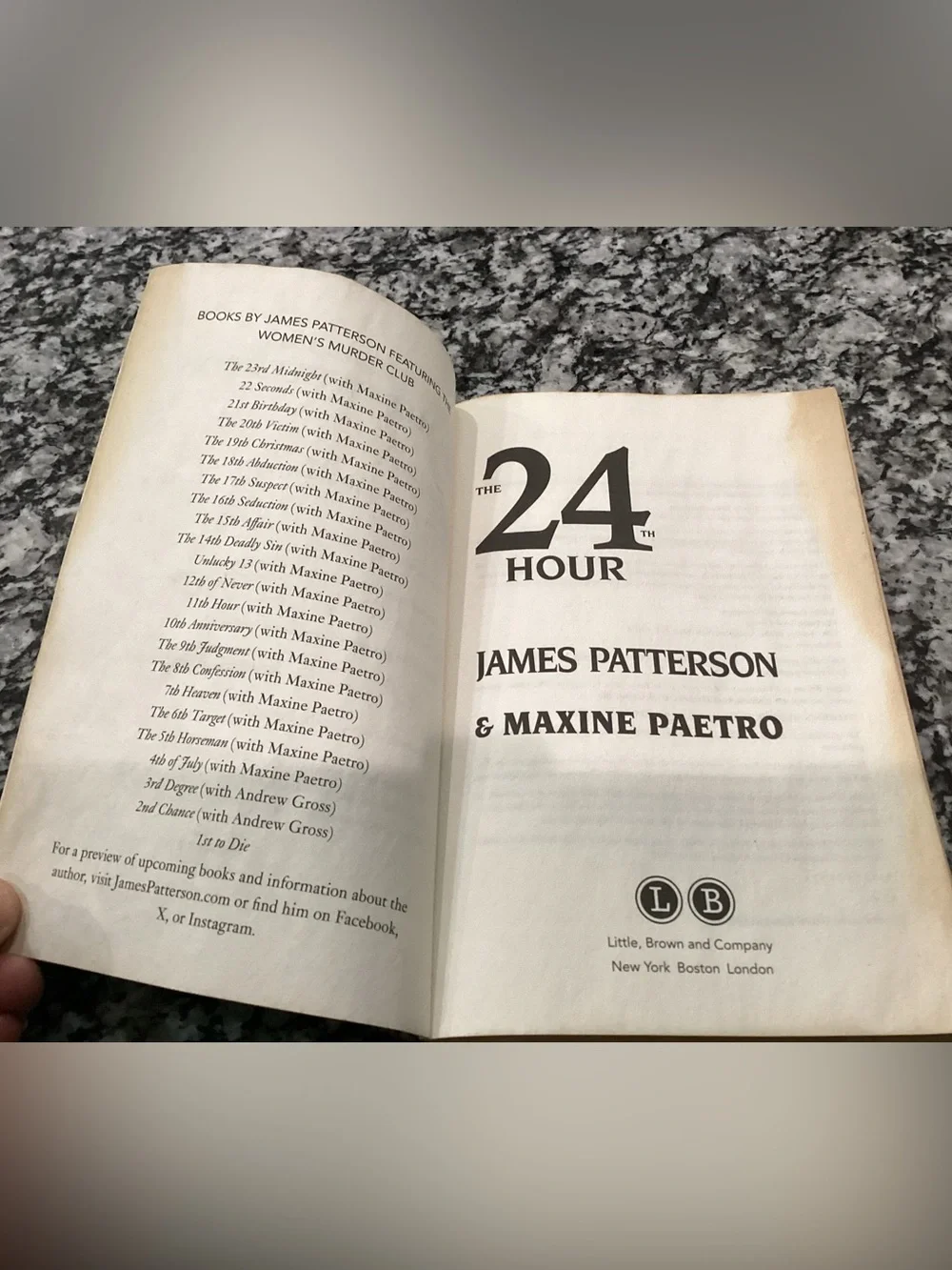 🔵 - 2/$8 - James Patterson - The 24th Hour - Maxine Paetro - Paperback